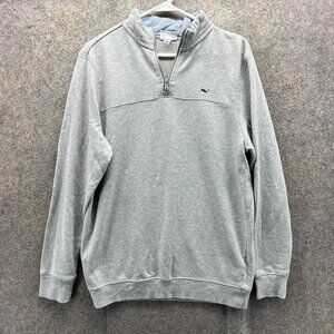 Vineyard Vines Sweatshirt Mens Small Gray Quarter Zip Pullover Whale The Shep
